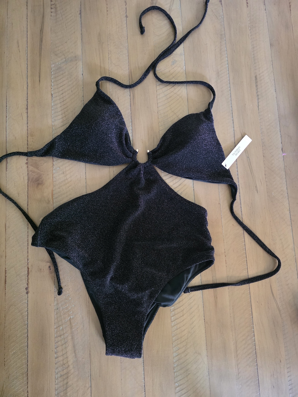 Victoria's Secret Shimmer Black One-Piece Swimsuit